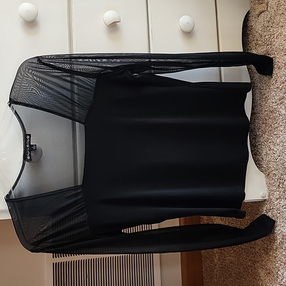 Black top large, sheer arms & upper chest